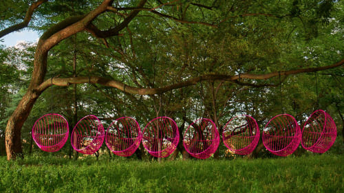 Studio Stirling Bubble Hanging Swing Seat - Striped Pattern | Swing Chair in Chairs by Studio Stirling