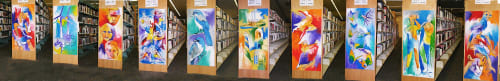 Artistic treatment to end panels | Paintings by Gus Lina Art | Deltona Regional Library in Deltona