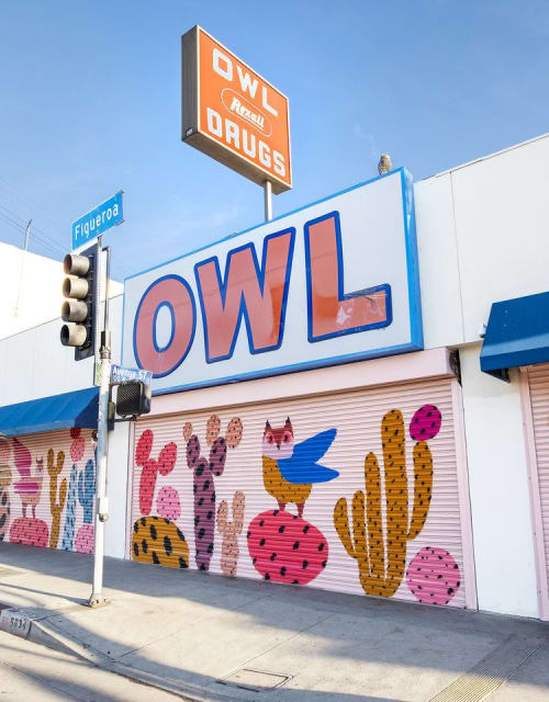 OWL MURAL | Murals by ABEL MACIAS STUDIO | Owl Bureau, Los Angeles in Los Angeles