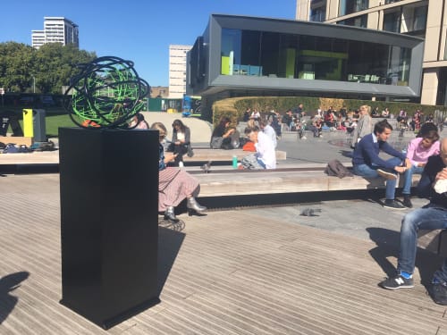 Green in Black Orb | Public Sculptures by Mark Beattie MRSS | Paddington Basin in London