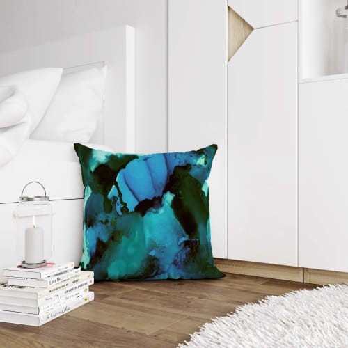 Deep Green Moonstone Pillow Cover "Moonstone Collection" | Pillows by MELISSA RENEE fieryfordeepblue  Art & Design