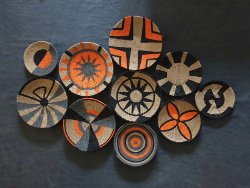Orange African Wall Large Plate Set of 10 Pieces | Decorative Plate in Decorative Objects by Sarmal Design
