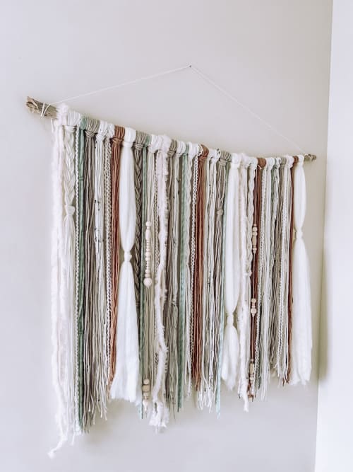 Large Handmade Textured Yarn Wall Hanging Decor - Boho Style | Wall Hangings by Hippie & Fringe