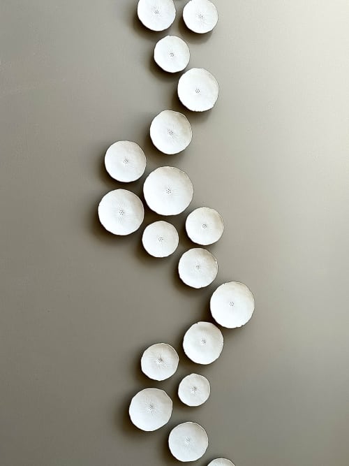 19 Abstract Frayed Porcelain Large wall art installation set | Wall Hangings by Elizabeth Prince Ceramics