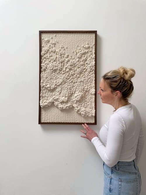 Woven wall art frame (Sea Foam 003) | Wall Sculpture in Wall Hangings by Elle Collins