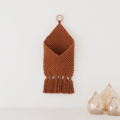 Macrame Pouch- Rust | Wall Hangings by YASHI DESIGNS