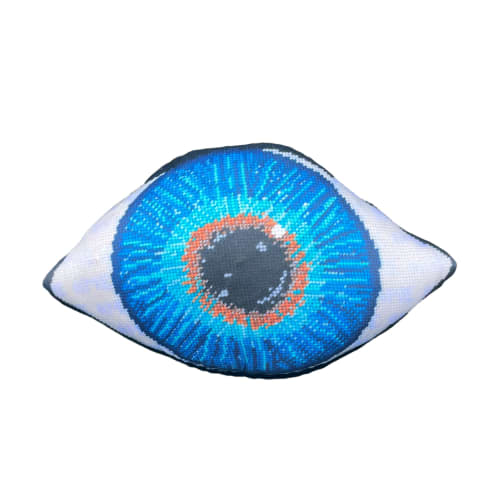 organic cotton sateen BLUE EYE cotton sateen sculpted pillow | Pillows by Mommani Threads