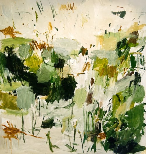 original green creme large painting ready to hang | Paintings by manuela Q