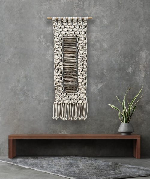Large Driftwood Modern Macrame Beach House Decor | Macrame Wall Hanging in Wall Hangings by Zora Studio