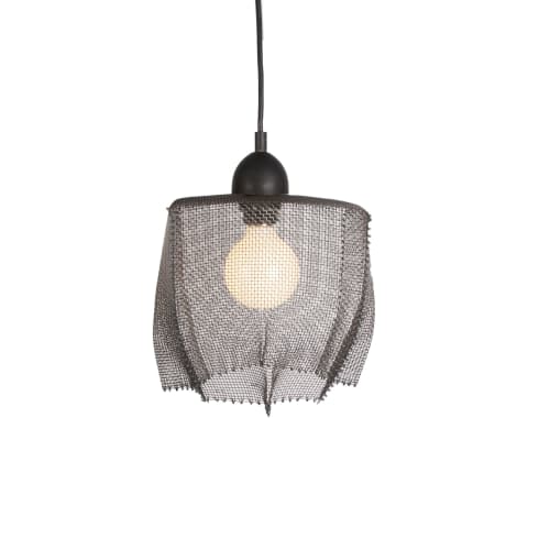 Pendant Light, Small, "Lanny" #1  8"X8" Steel Wire Mesh | Pendants by Anne Lindsay Studio