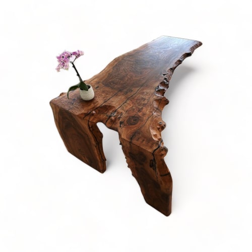 Walnut Burl Live Edge Waterfall Large Desk | Tables by Lumberlust Designs