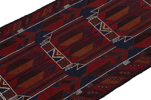Rug & Kilim's Baluch Afghan rug in Red, Blue, Brown Tribal | Rugs by Rug and Kilim