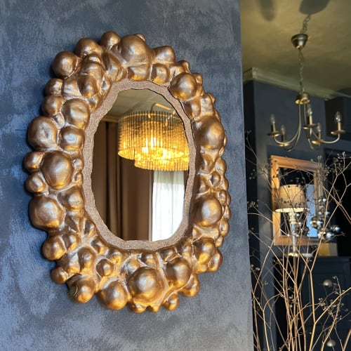 Bronze Arty Mirror "Bubble" Original Art | Decorative Objects by IRENA TONE