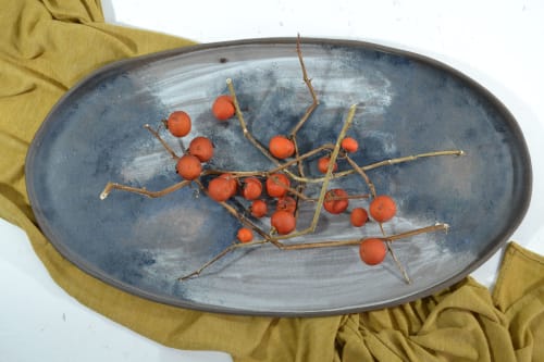 Smudges Platter | Ceramic Plates by Homatino ceramics | Branco Mykonos in Platis Gialos