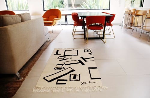 LIKE IT OR NOT | HANDWOVEN AREA RUG | US $1180 RETAIL | Rugs by BLACK LINE CRAZY | Designed by artist Mary van de Wiel