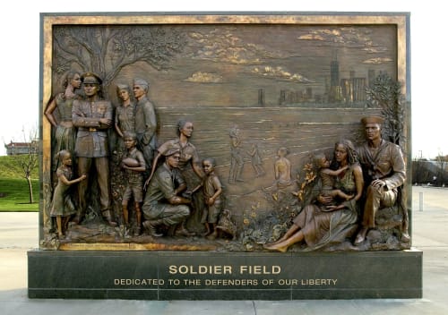 Soldier Field Veterans monument | Sculptures by Koh -Varilla Guild