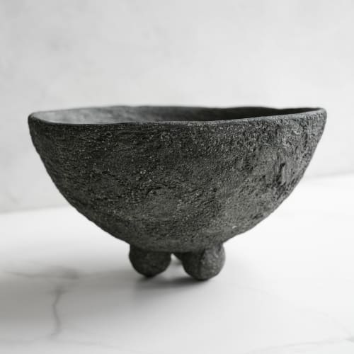 Extra Large Wabi Sabi Centerpiece Bowl in Grey Concrete | Decorative Objects by Carolyn Powers Designs