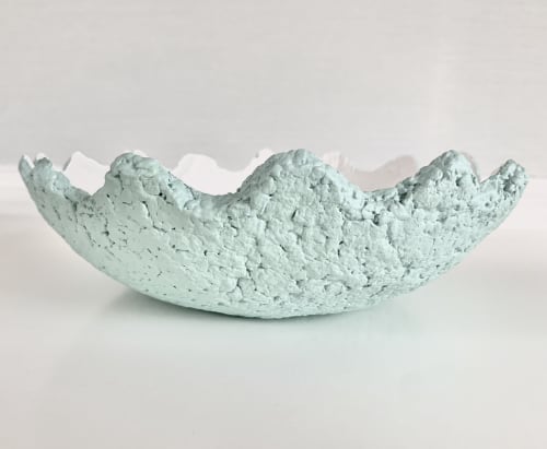 Teal Wavy Decorative Bowl Paper Mache Material | Decorative Objects by TM Olson Collection
