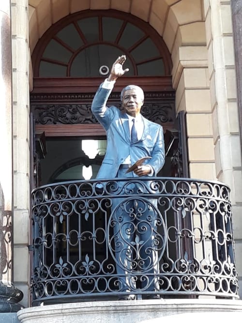 Nelson Mandela Balcony Statue | Sculptures by Barry Jackson Artist | Cape Town City Hall in Cape Town