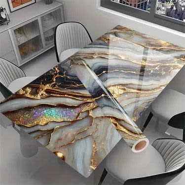 Luxury Marble Effect Epoxy Dining Table – White, Grey & Gold | Tables by SK EPOXY CRAFT