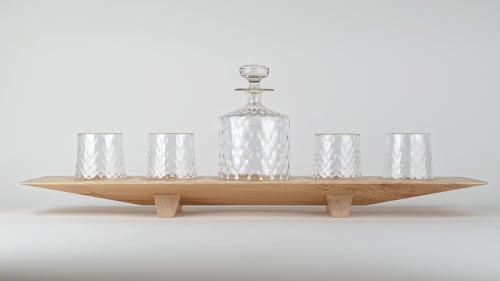 Quilted Whiskey Set on Maple Base | Bar Accessory in Drinkware by Seaworthy