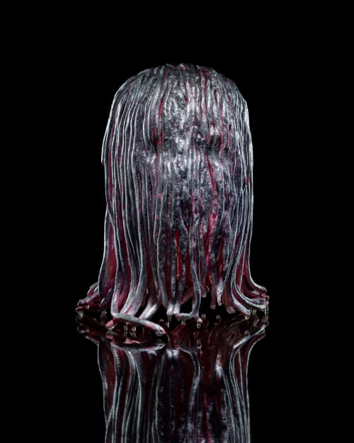 I Have Three Heads. Cut Off One I Become Stronger. Cut Off Two I Become Ten (I), air dry clay, synthetic polymer paint, silver leaf, resin | Sculptures by Pip Ryan