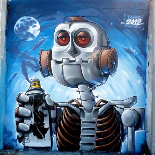 I Robot | Street Murals by Third Rua | Old Cod Drier - Meo Marés Vivas in Vila Nova de Gaia
