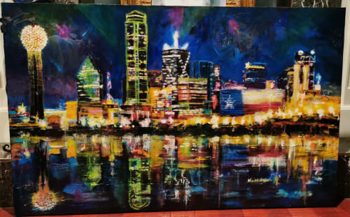 Dallas Skyline | Oil And Acrylic Painting in Paintings by Janice Mather