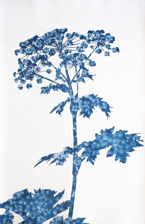 Summer Woods III: 40 x 26" original cyanotype painting | Paintings by Christine So