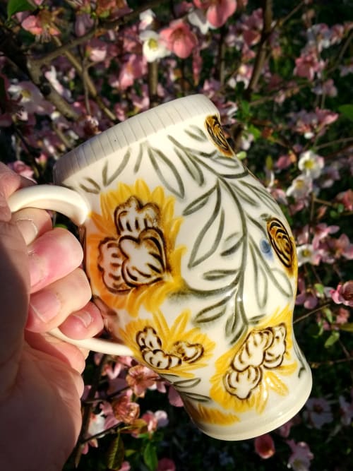 Yellow Mug | Tableware by Audry Deal-McEver Pottery | Private Residence, Brentwood, TN in Brentwood