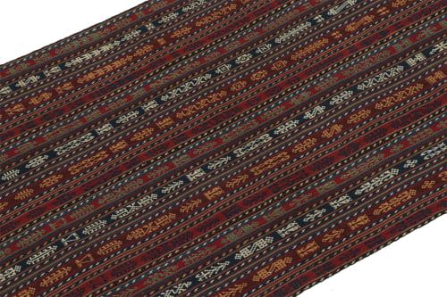 Vintage Shahsavan Persian Jajim Kilim runner in Red, Blue | Rugs by Rug a