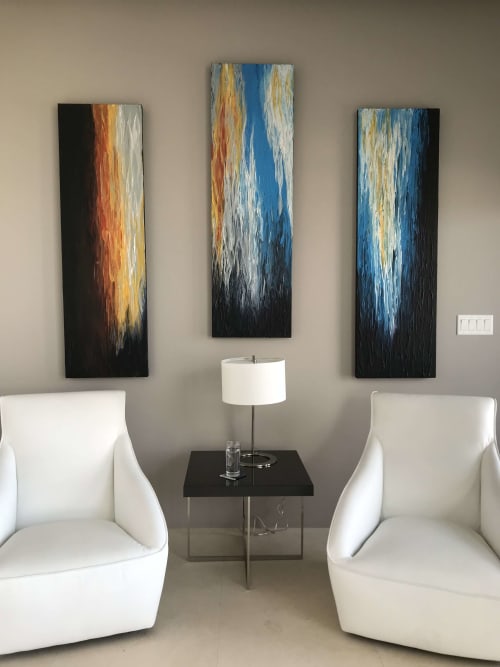 3-Panel Abstract Fire & Ice | Paintings by Michelle Pier