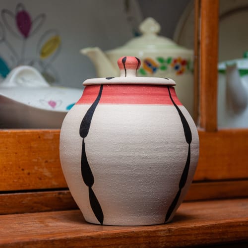 Lidded stoneware 'Foliage' jar | Tableware by Kyra Mihailovic Ceramics