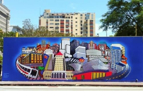 Pershing Square Cityscape | Murals by Andre Miripolsky | Rising Realty Partners in Los Angeles