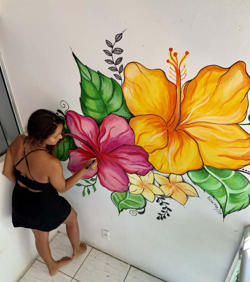 Hibiscus flower | Murals by Kaína Morais