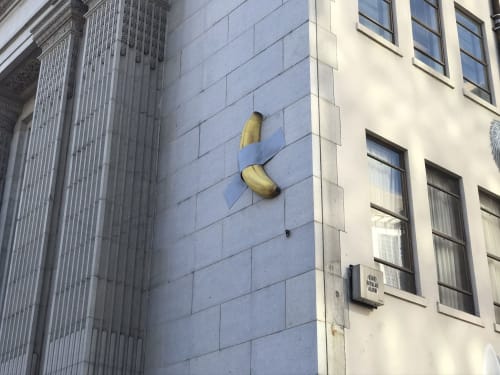 Banana With Duct Tape Art Installation - The Bank | Sculptures by Shane Grammer Arts | The Bank in Sacramento