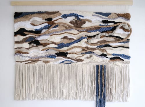 Large Scale Blue Weaving | Wall Hangings by Ama Fiber Art