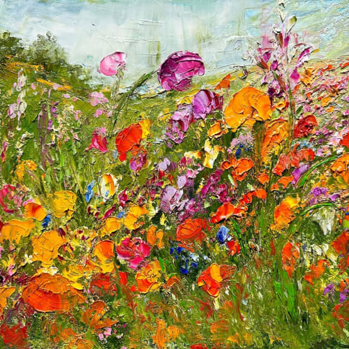 Flower Love | Oil And Acrylic Painting in Paintings by Checa Art