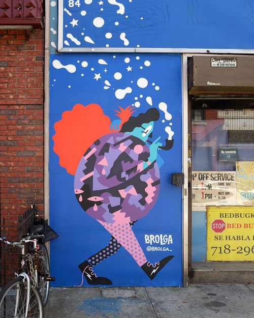 Norman Avenue Launderette Mural | Murals by Brolga | Norman Avenue Lauderette in Brooklyn