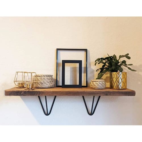 Geometric Black Bracket Reclaimed Wood Shelf | Furniture by Riz and Mica •Make•
