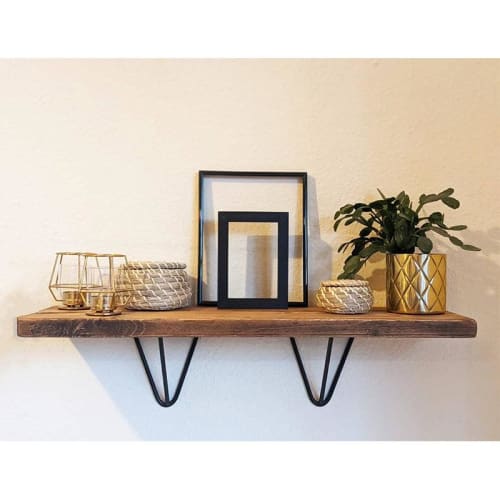 Geometric Black Bracket Reclaimed Wood Shelf | Storage by Riz and Mica •Make•