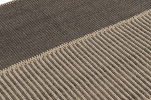 Rug & Kilim’s Accent Kilim, Square Rug with Textural Gray | Rugs by Rug a