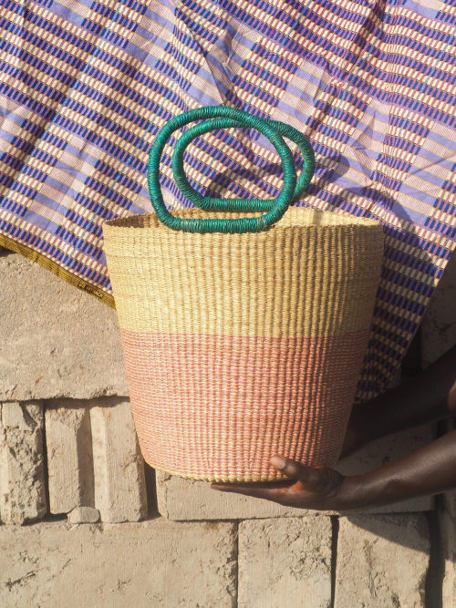 Pink Natural Fiber Toma Basket | Storage by AKETEKETE