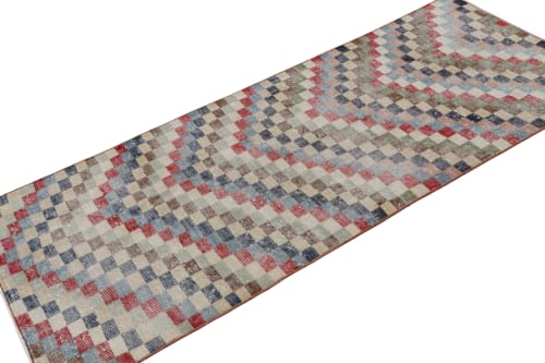 Vintage Zeki Müren Runner Rug with Geometric Patterns | Rugs by Rug and Kilim