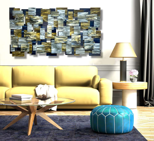 "Goldust" Glass and Metal Wall Sculpture | Wall Hangings by Karo Studios