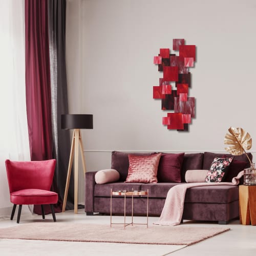 "Ruby" TTS Glass and Metal Wall Sculpture | Wall Hangings by Karo Studios