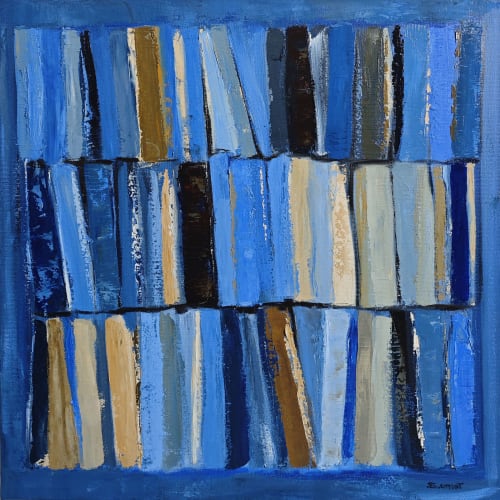 Reading in major blue / Lecture en bleu majeur | Oil And Acrylic Painting in Paintings by Sophie DUMONT.