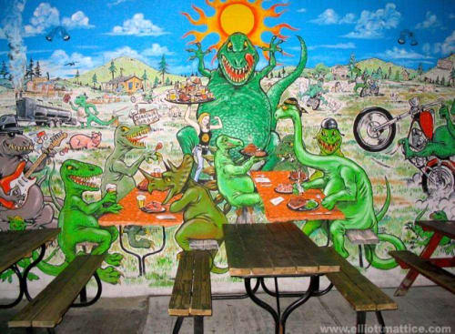 Dinosaur BBQ all locations and product, branding, misc. Murals, graphics, surface decor, signage, we cover a lot of ground. | Art & Wall Decor by Elliott Mattice Art & Design
