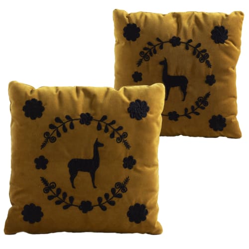 LLAMA Decorative Pillow, Ochre, Set of 2 | Pillows by ANDEAN