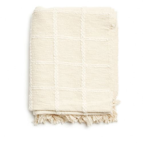 Sea Shell Hand Woven Cotton White Throw | Linens & Bedding by Studio Variously